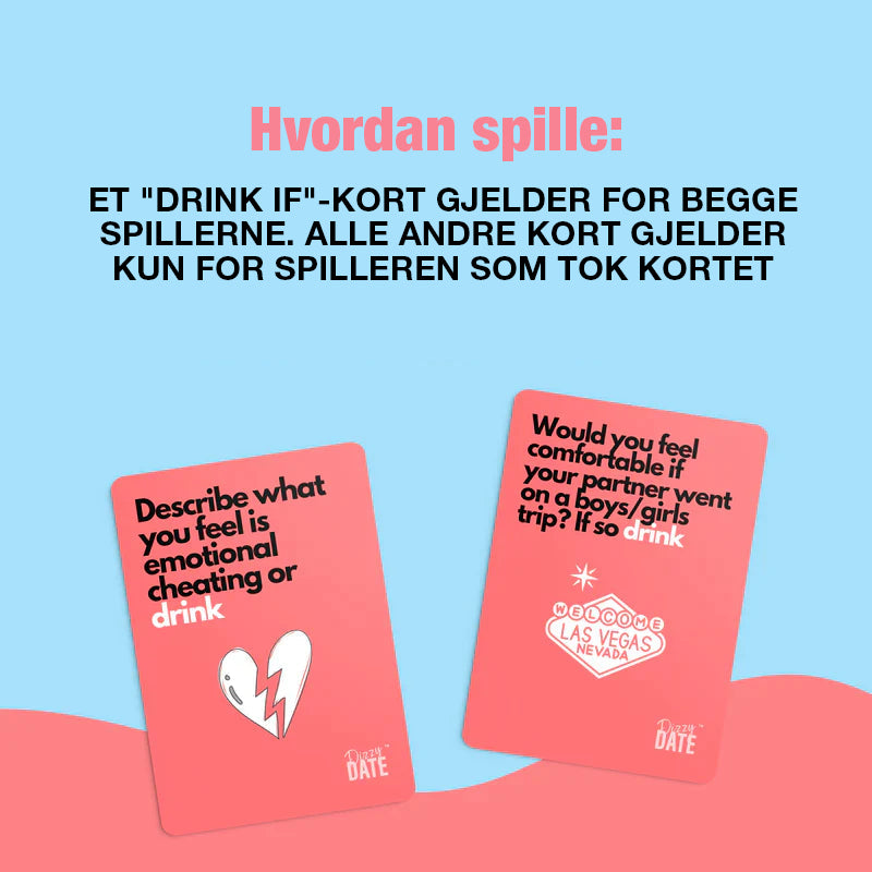 Spillkort fra SVIMMEL DATO i hånden. Klar for dype samtaler, intimitet og underholdende øyeblikk.