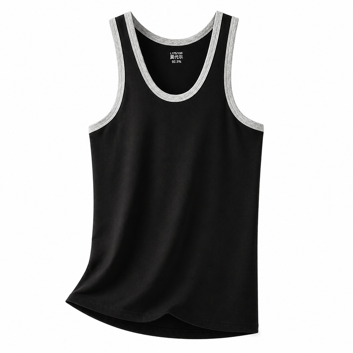 Myk herresinglet i bomull med sporty look, egnet for trening, hverdags og aktiv bruk.