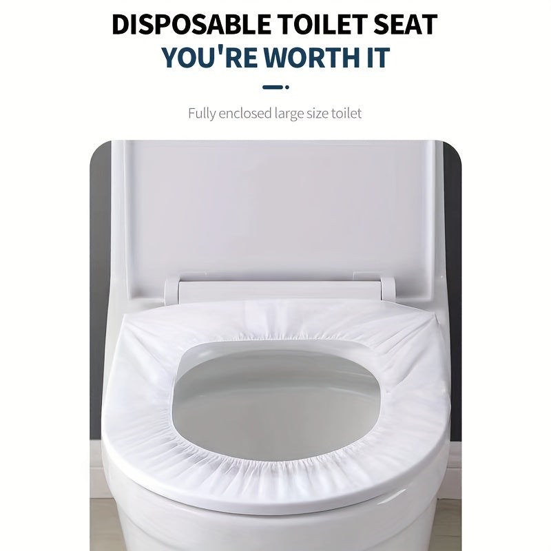 Hygienisk engangs toalettsetetrekk for reise, camping og offentlige toaletter. Med elastisk kant for sikker passform.