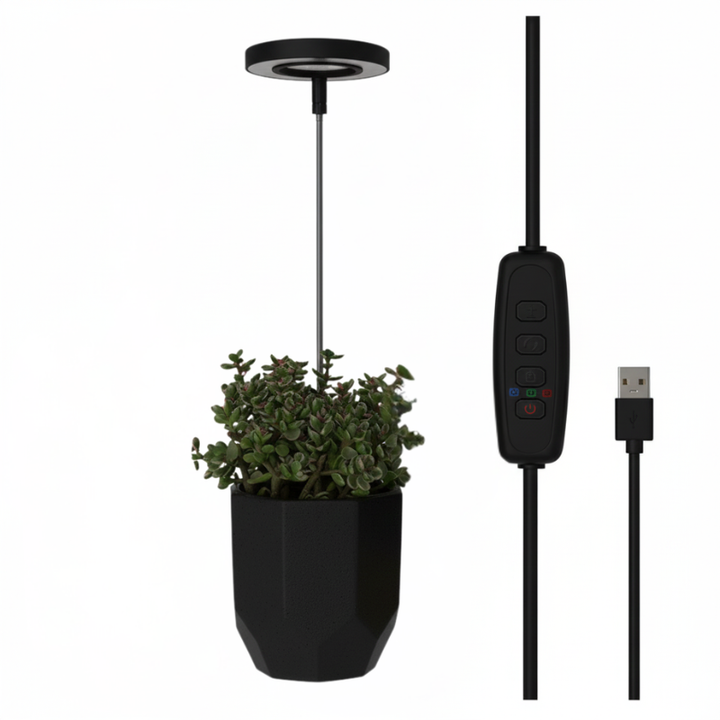 Energisparende LED vekstlampe; justerbar for ulike vekstfaser hos innendørs planter.