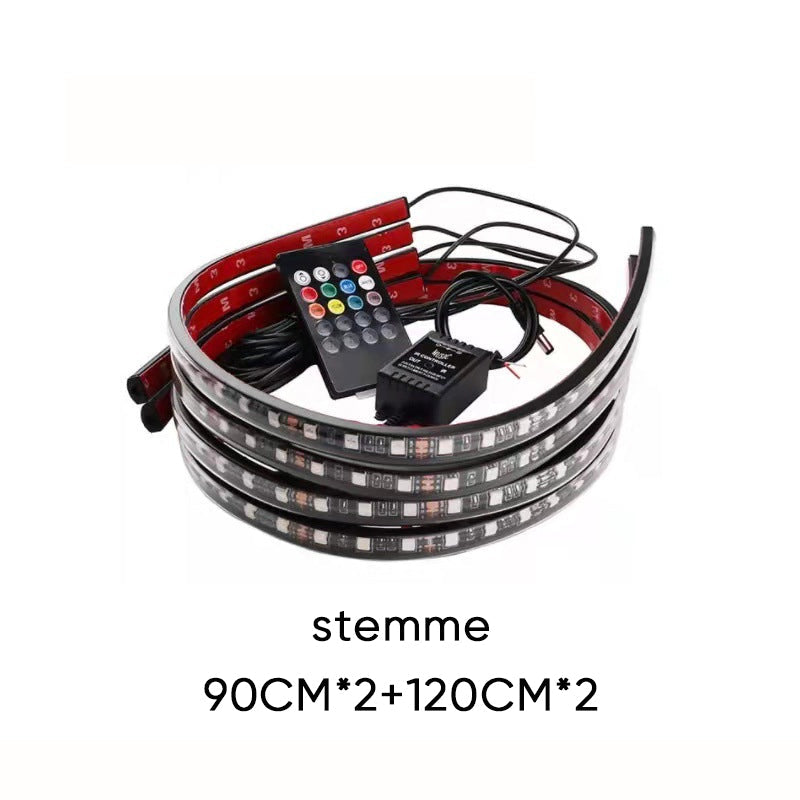UnderGlow LED-striper til bil, enkle å montere, musikkstyrt for optimal effekt.