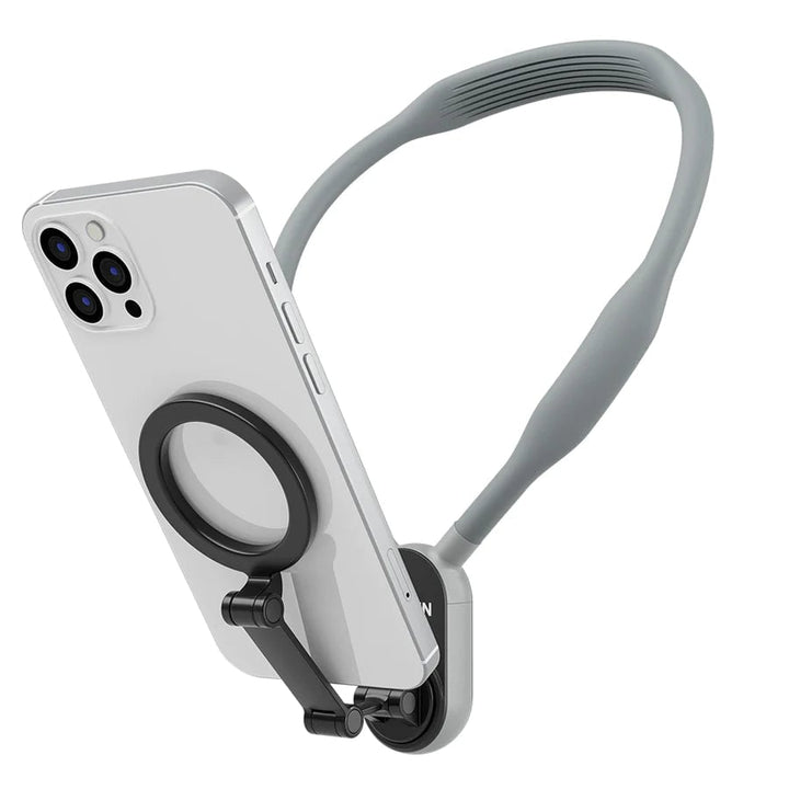 Universal mobil halsfeste for handsfree POV-filming. Ergonomisk design for stabilt og komfortabelt vlogging.