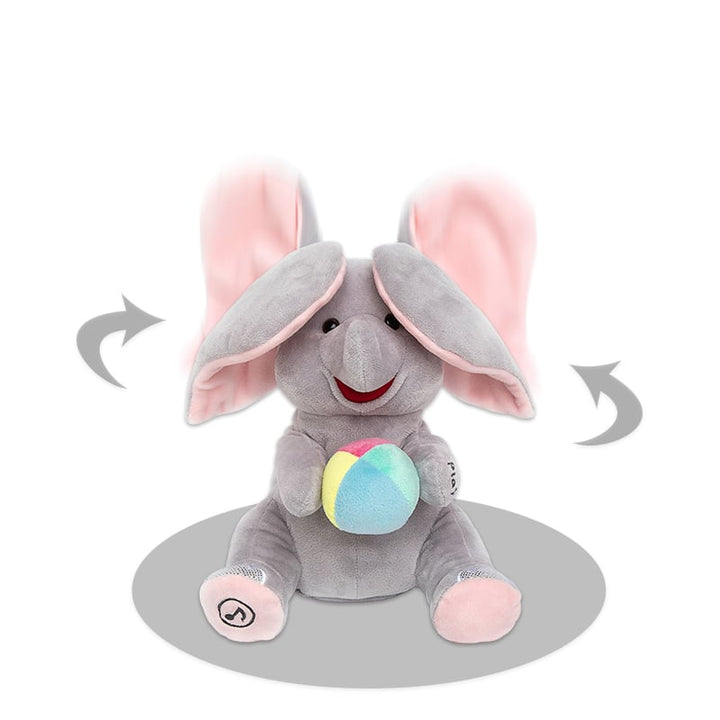 Søt Barnas PeekPal interaktiv elefant plysj leke; perfekt gave for babyers sensoriske utvikling.
