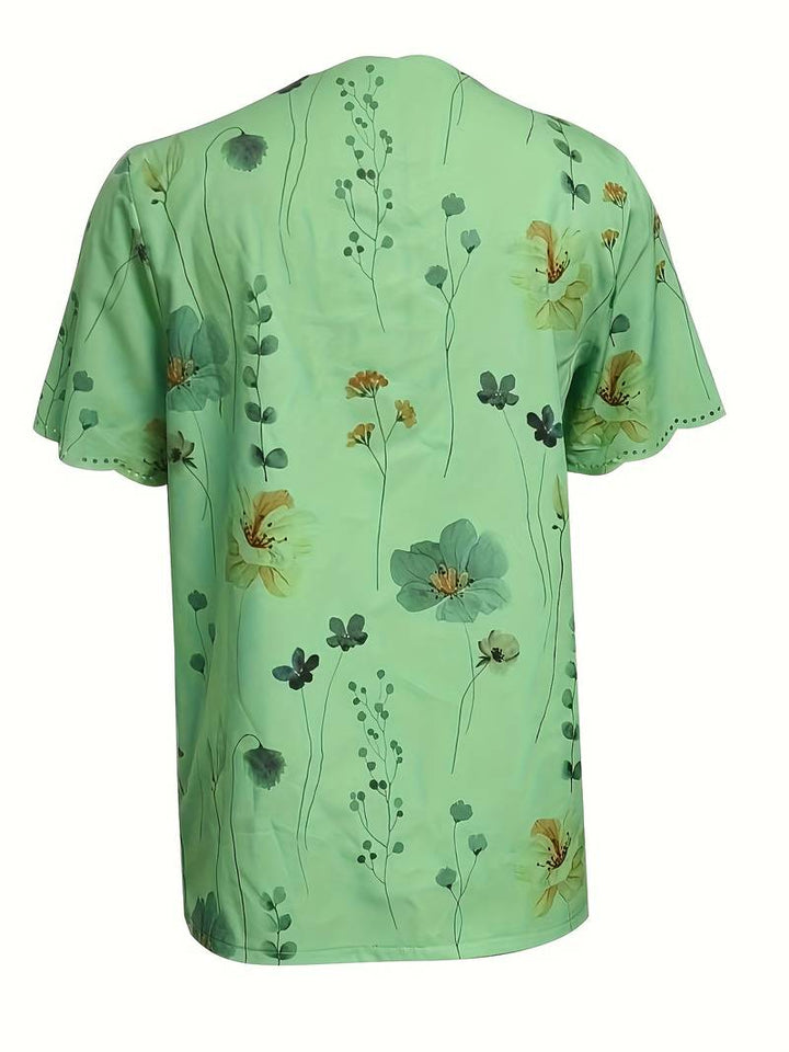 Behagelig løs passform blomsterbluse, ideell for en avslappet stil.
