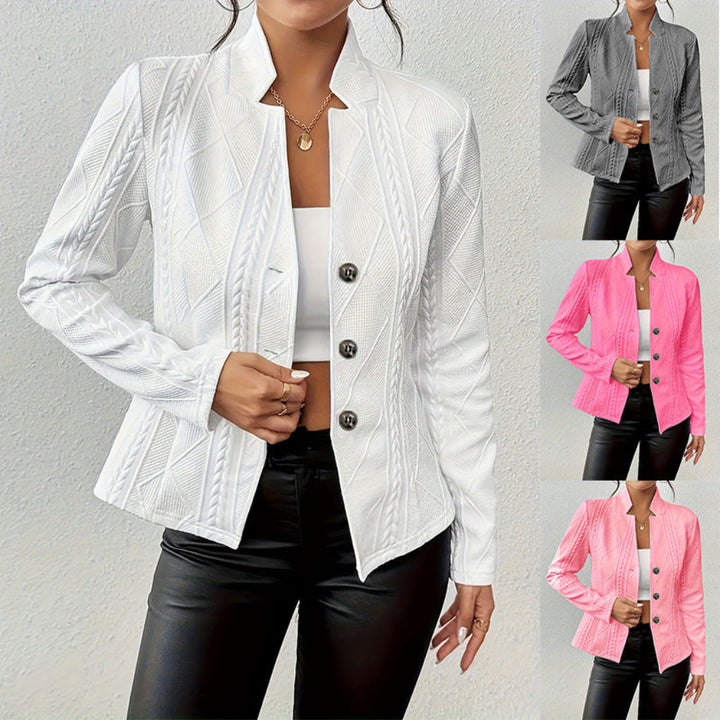 Kvinners slanke blazer med ståkrage, perfekt for elegant kontorstil. Moderne enkelspent vårjakke.
