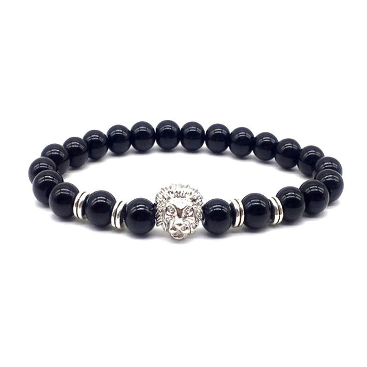 Populært unisex løvearmbånd i ekte onyx og rustfritt stål. Justerbart design for perfekt passform.