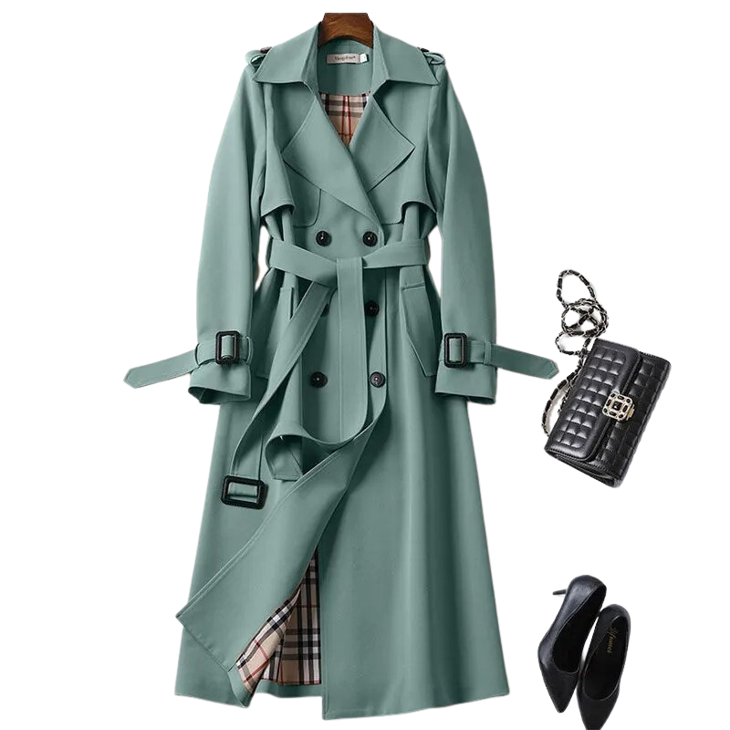 Moderne tolkning av klassisk trenchcoat, elegant og stilren langkåpe for kvinner, ytterplagg.
