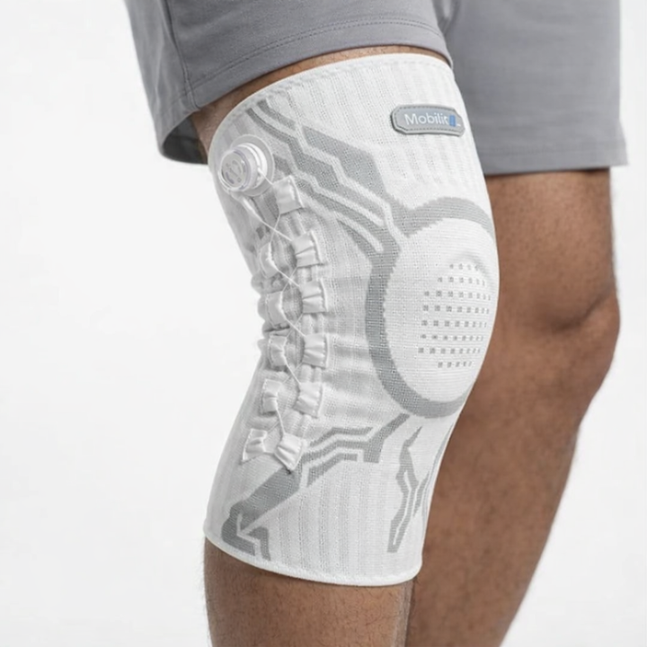 Unisex justerbar knebeskytter for smertelindring og støtte. Perfekt for sport, trening og hverdag.