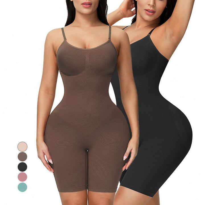 Dame shapewear i brun, helkropps kroppsformer for optimal magekontroll og komfort hele dagen.