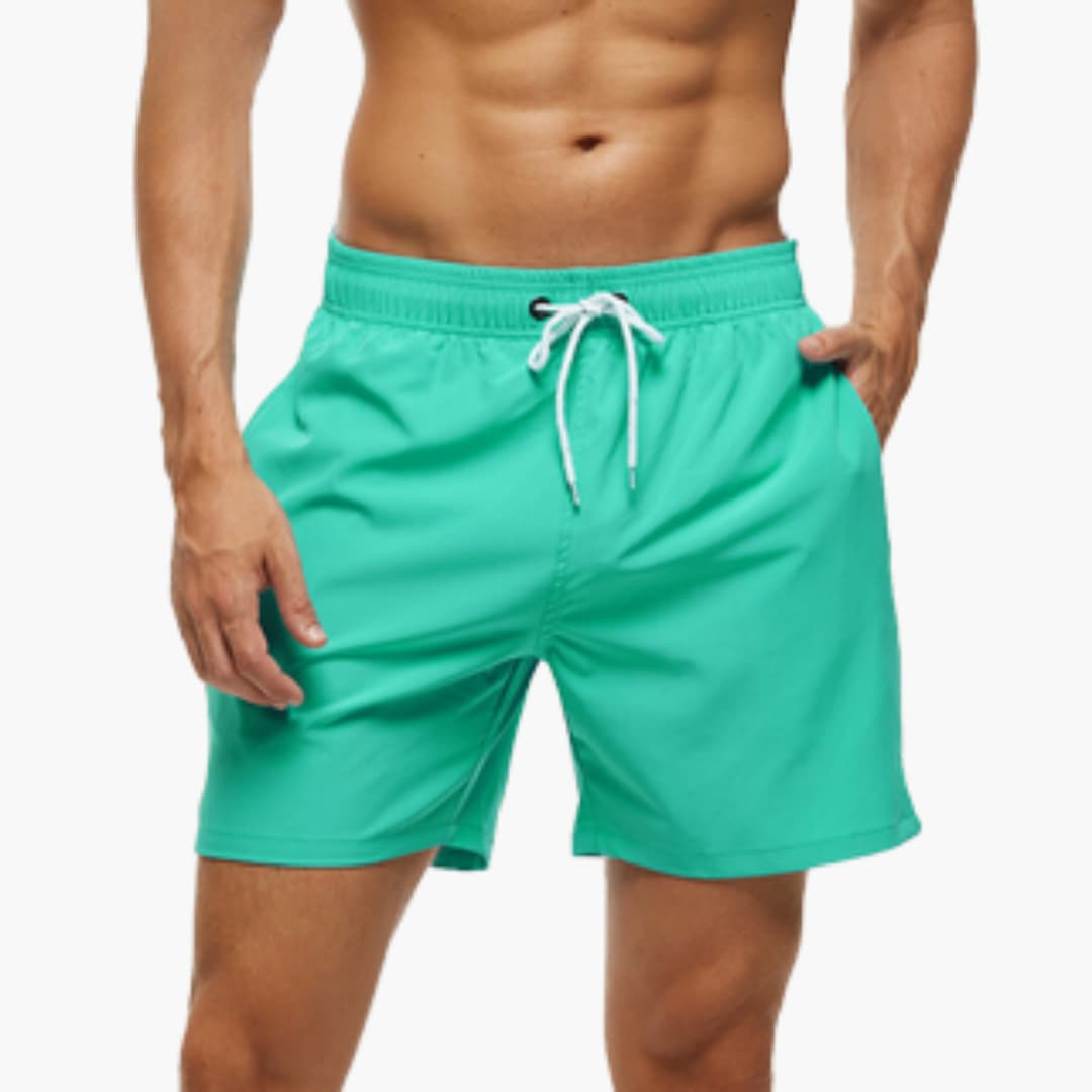 Justerbare herre badeshorts med snor, lettvekts og løs passform for optimal bevegelse.