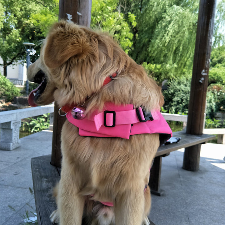 Reflekterende gul hunderedningsvest for økt synlighet og sikkerhet ved vannet.