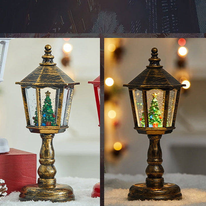 Vannlykt med roterende snøeffekt, unik sekskantet juledekor for hjemmet.