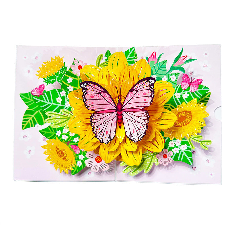 Håndlaget 3D-blomsterkort. Elegant gratulasjonskort, ideelt som bursdagsgave eller julegave.