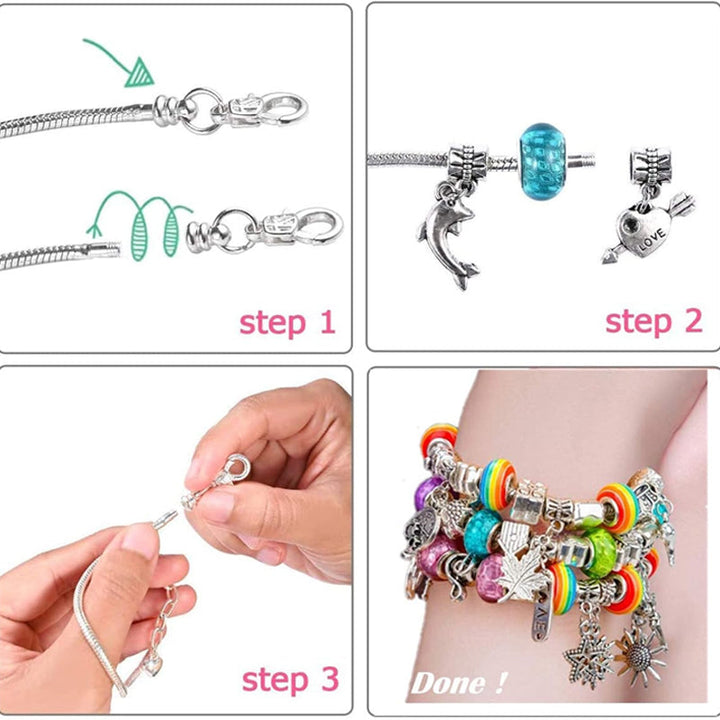 Gaveidé: Jenters smykkesett med et stort utvalg av perler og sjarm for selvlagde armbånd.