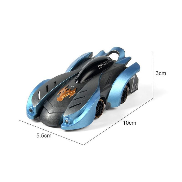 Spennende blå/rød RC bil for barn. Elektronisk stuntbil som kjører på vegger.