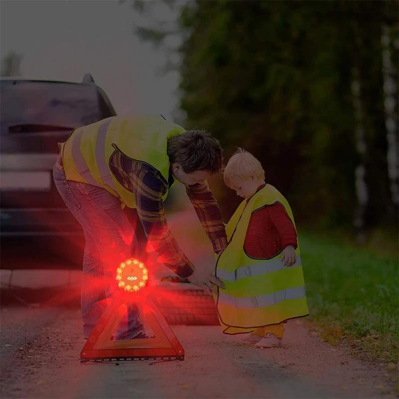 Magnetisk nød-varsellys for bil, øker bilsikkerhet og synlighet ved veihjelp i trafikk.