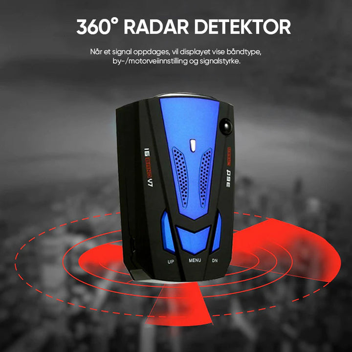 Moderne bilutstyr: Hastighetsdetektor med 360° radar- og laserdeteksjon.