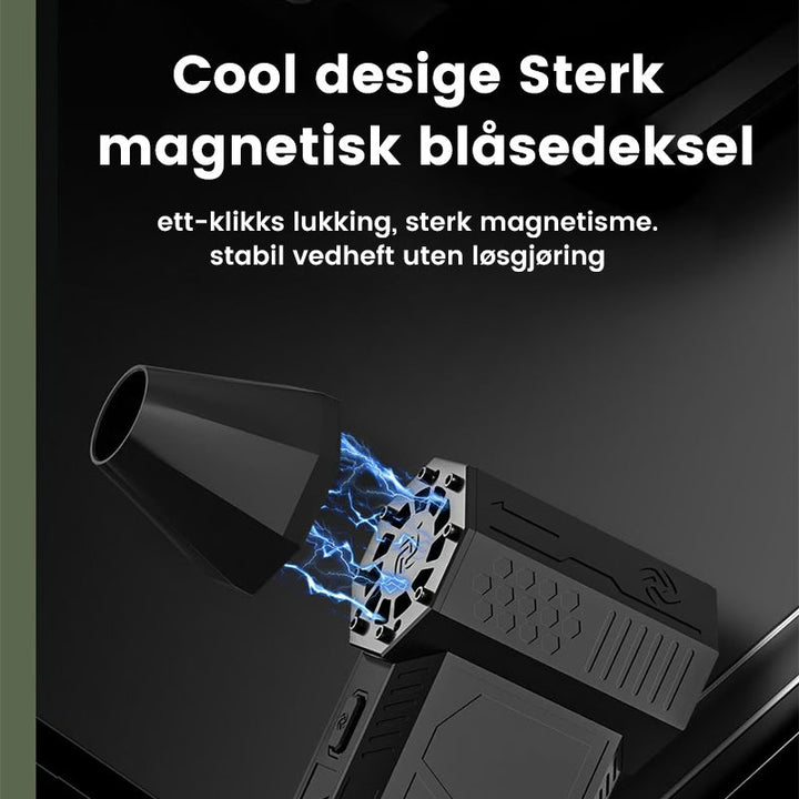 Bruk av bærbar turbo vifte utendørs. Multifunksjonell luftblåser for rask og enkel rengjøring.