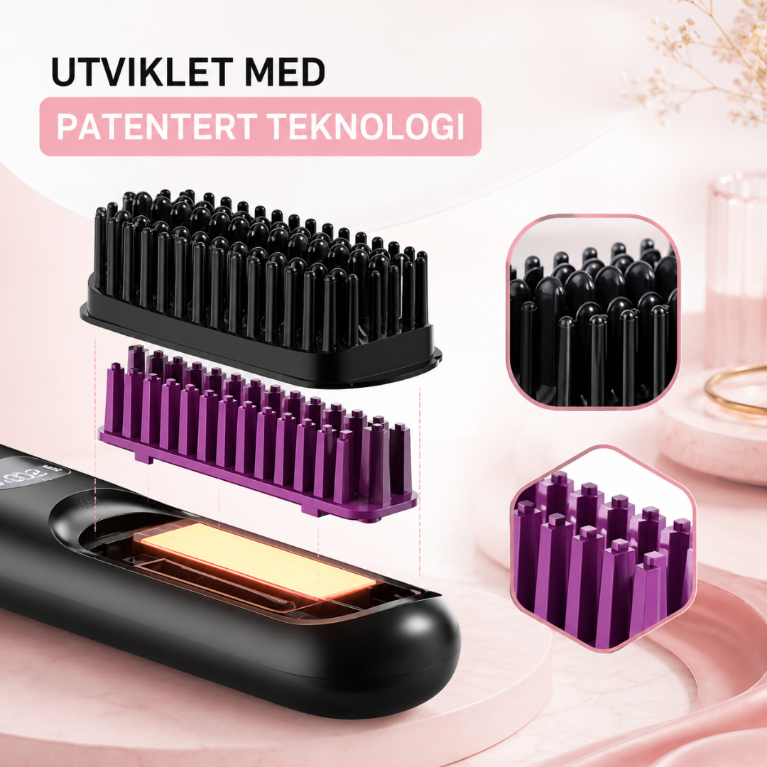 Opplev krusfritt og silkemykt hår med den innovative trådløse varmbørsten HeatBrush.