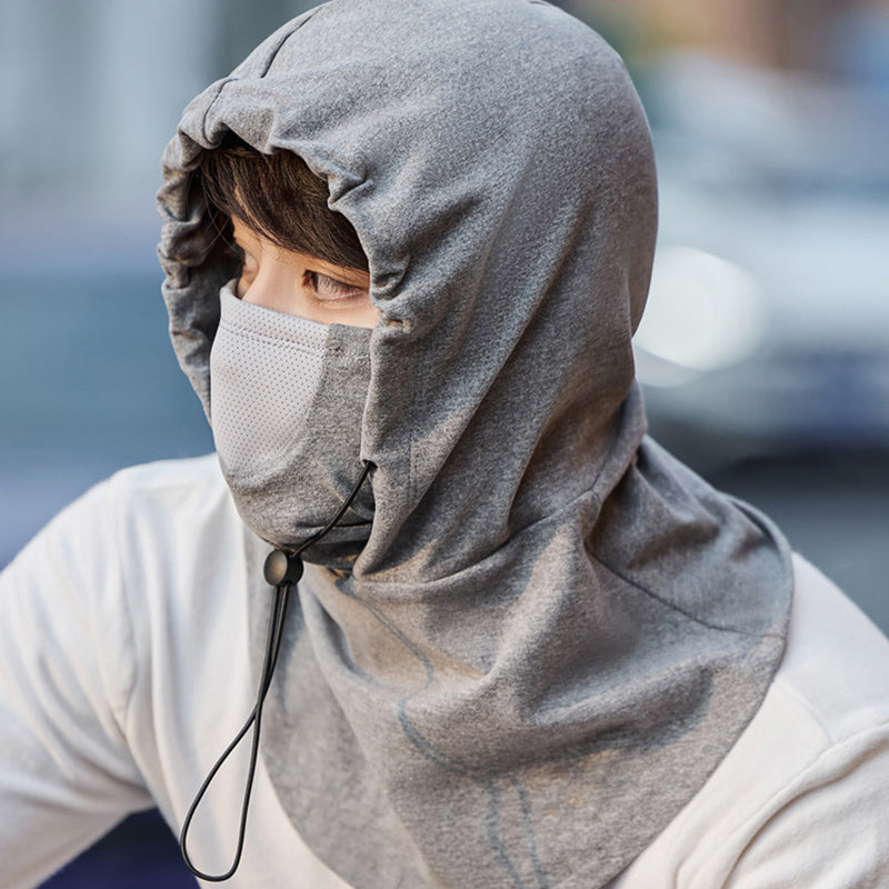 Termisk unisex sportsklær: hetteansiktsmaske med halsvarmer for vinterbruk.
