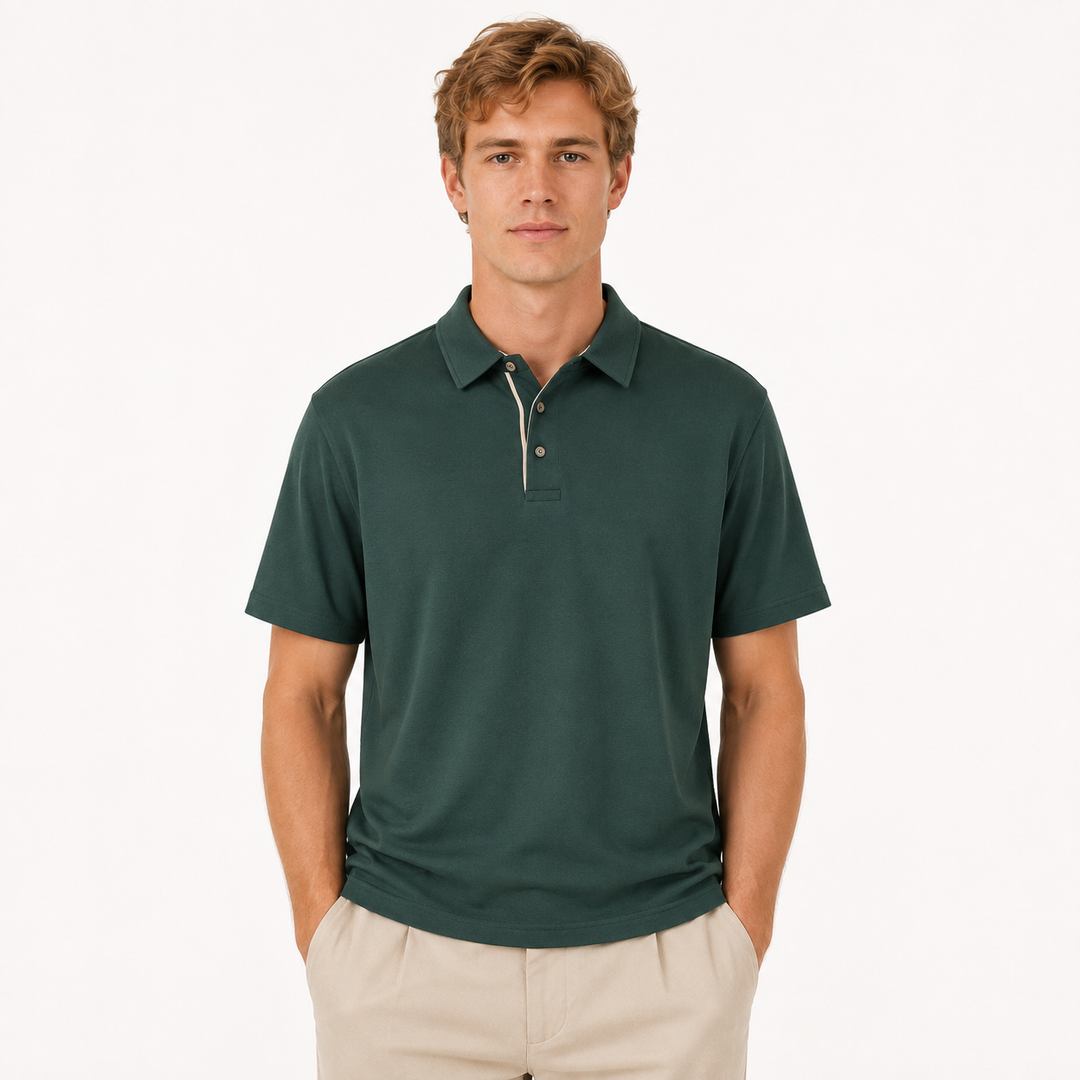 Herre retro bomulls polo-t-skjorte i vintage workwear stil, perfekt for sommer og fritid.