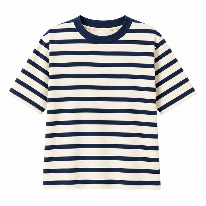 Bomull T-skjorte for dame i stripet design. Pustende og komfortabel med casual stil for varme dager.