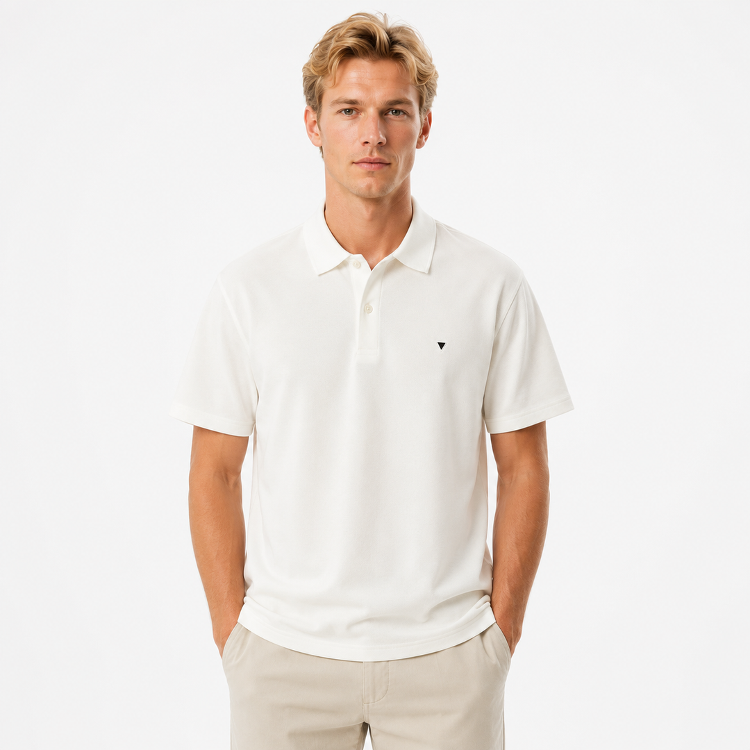Klassisk herre polo t-skjorte for menn, komfortabel kortermet pikéskjorte med brodert logo for hverdag.