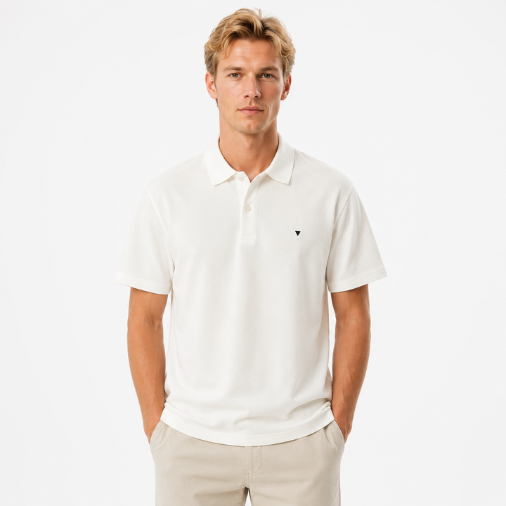Klassisk herre polo t-skjorte for menn, komfortabel kortermet pikéskjorte med brodert logo for hverdag.