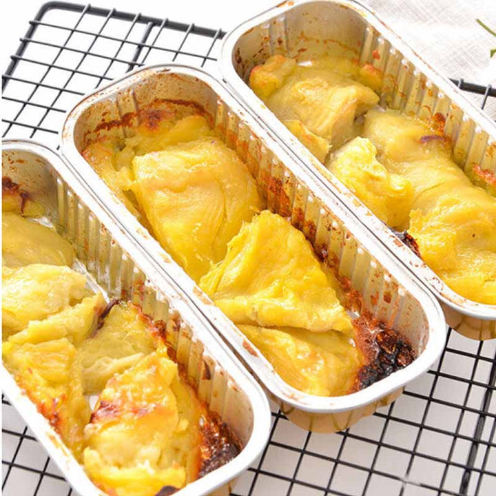 Sett med diverse aluminiumsfoliebokser for allsidig bruk: grill, ovn, fryser og matlevering.