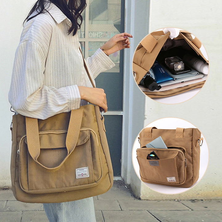 Komfortabel lettvekt skulderveske i nylon. Allsidig design for jobb, reise og fritid.