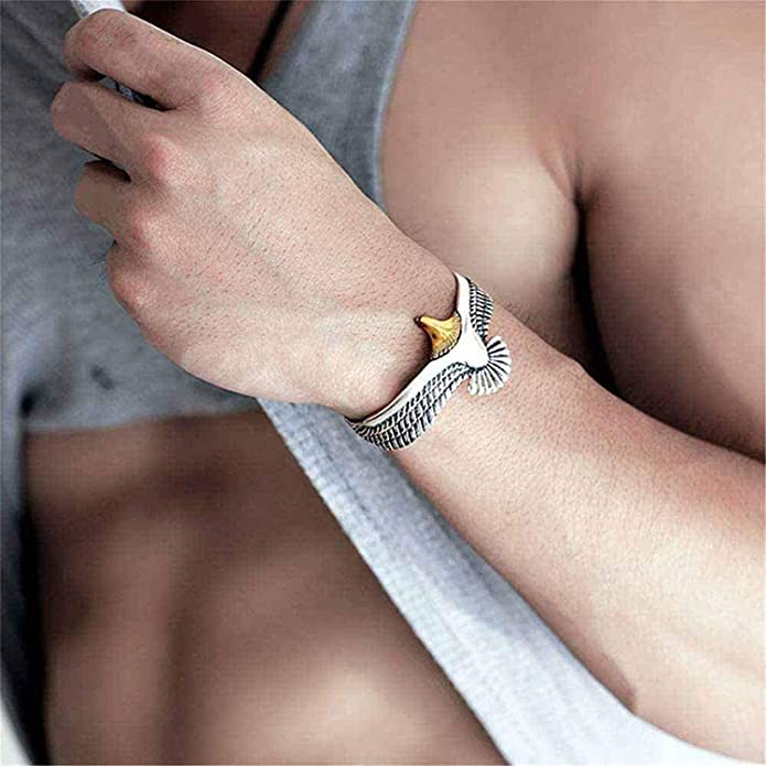 Moderne unisex ørn mansjettarmbånd, ideelt som gave eller statement-smykke for menn og kvinner. Kobberbase.