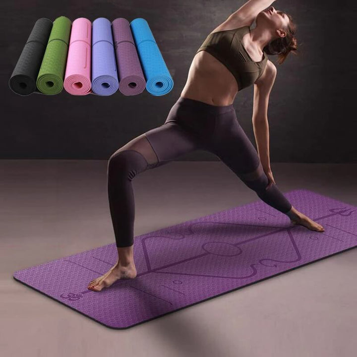 Holdbar og sklisikker treningsmatte i TPE. Ideell for yoga, pilates, calisthenics og hjemmetrening.