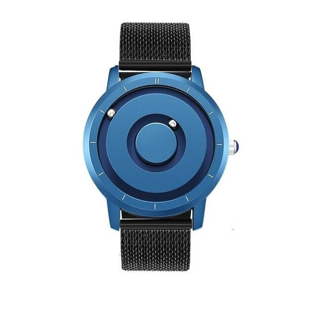 Elegant svart unisex magnetisk armbåndsur med innovativt design for stilbevisste.