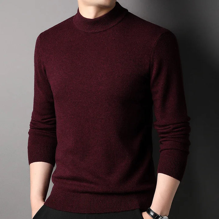 Tykk 450g herre ullgenser med cashmere-miks. Varm vintergenser i klassisk design for menn.