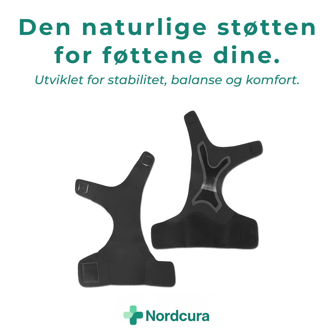 Stabiliserende ankelstøtte med fotbuestøtte. Tilbyr kompresjon for redusert hevelse og forbedret blodsirkulasjon.