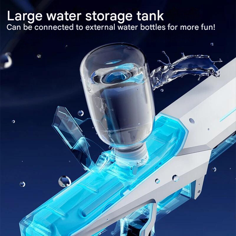 Kraftig automatisk vannpistol med 1L tank. Gir langvarig badeliv og spennende vannkamper for alle i sommer.
