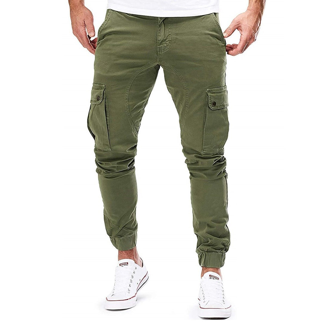 Stilige menns casual cargo joggebukser. Allsidige fritidsbukser for moderne avslappet mote og hverdagsklær.