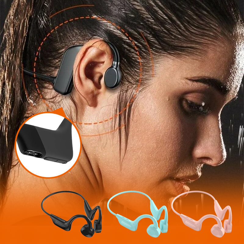 Trådløst sport headset med bone conduction. Hør musikk og verden rundt deg, perfekt for utendørs.