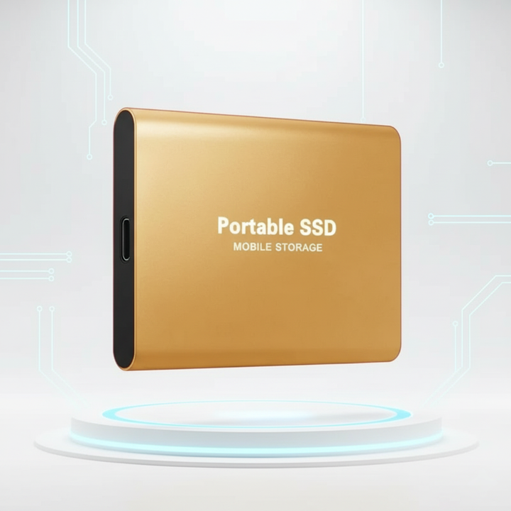 Ultrasnabb bærbar SSD i aluminium. Perfekt for mobil lagring og rask overføring via USB 3.1.