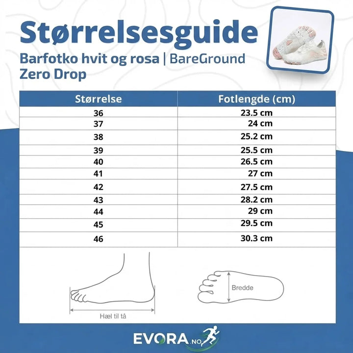 Detalj av pustende og hurtigtørkende overmateriale på unisex barfotsko, for komfort hele dagen.