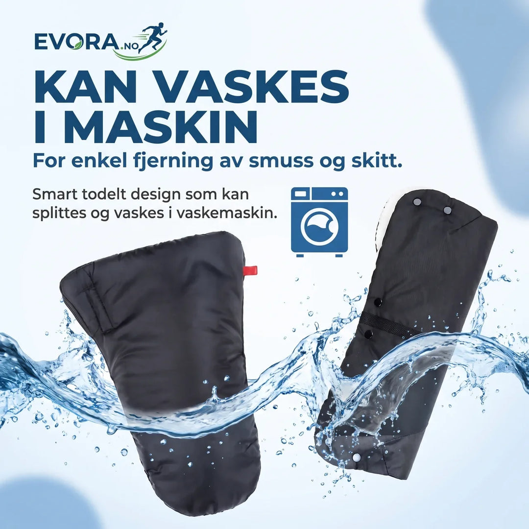 Praktiske barnevognsvotter festet til barnevognhåndtaket. Ideelle for å holde hendene varme og tørre om vinteren.