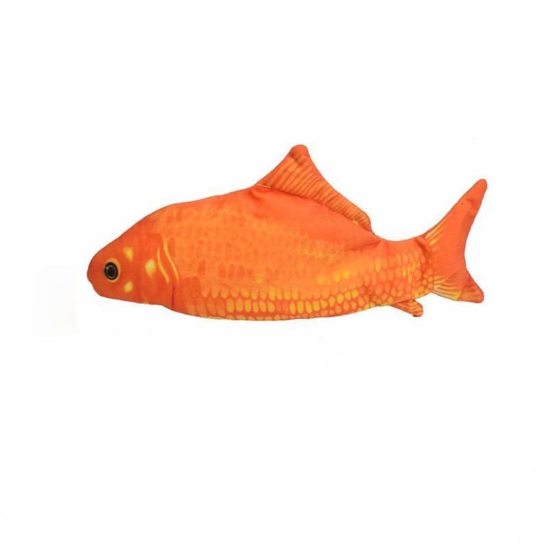 Katt leker med en interaktiv, bevegelig fisk katteleke fylt med kattemynte, USB oppladbar for moro.