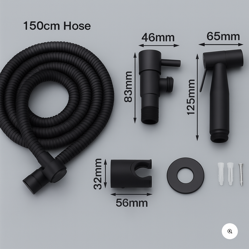 Miljøvennlig veggmontert bidet sprayer for renslighet; stilig kromdesign passer perfekt inn i moderne bad.