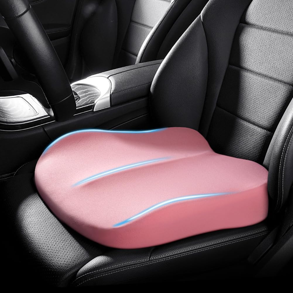 Svart ergonomisk bilsetepute i minneskum som forbedrer holdning og gir uovertruffen komfort i bilen.