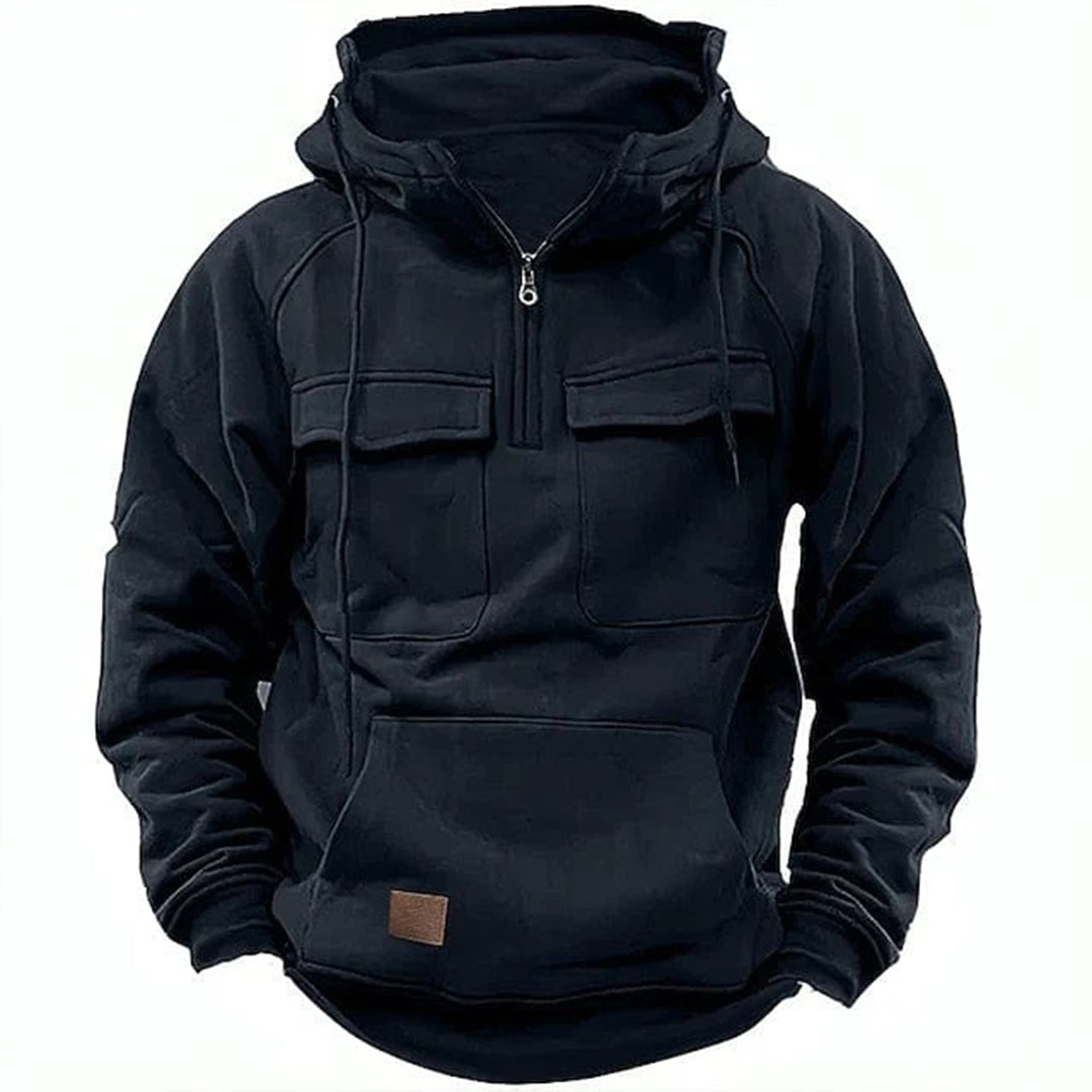 Menns hettegenser, motorsykkel retro stil. Komfortabel og varm polyester genser for fritid.