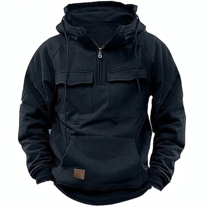 Menns hettegenser, motorsykkel retro stil. Komfortabel og varm polyester genser for fritid.