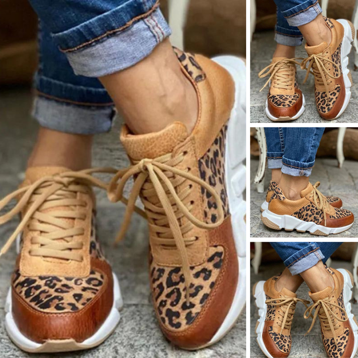 Trendy leopardsko for kvinner, fremhever et unikt dyremønster. Elegant og iøynefallende fottøy.