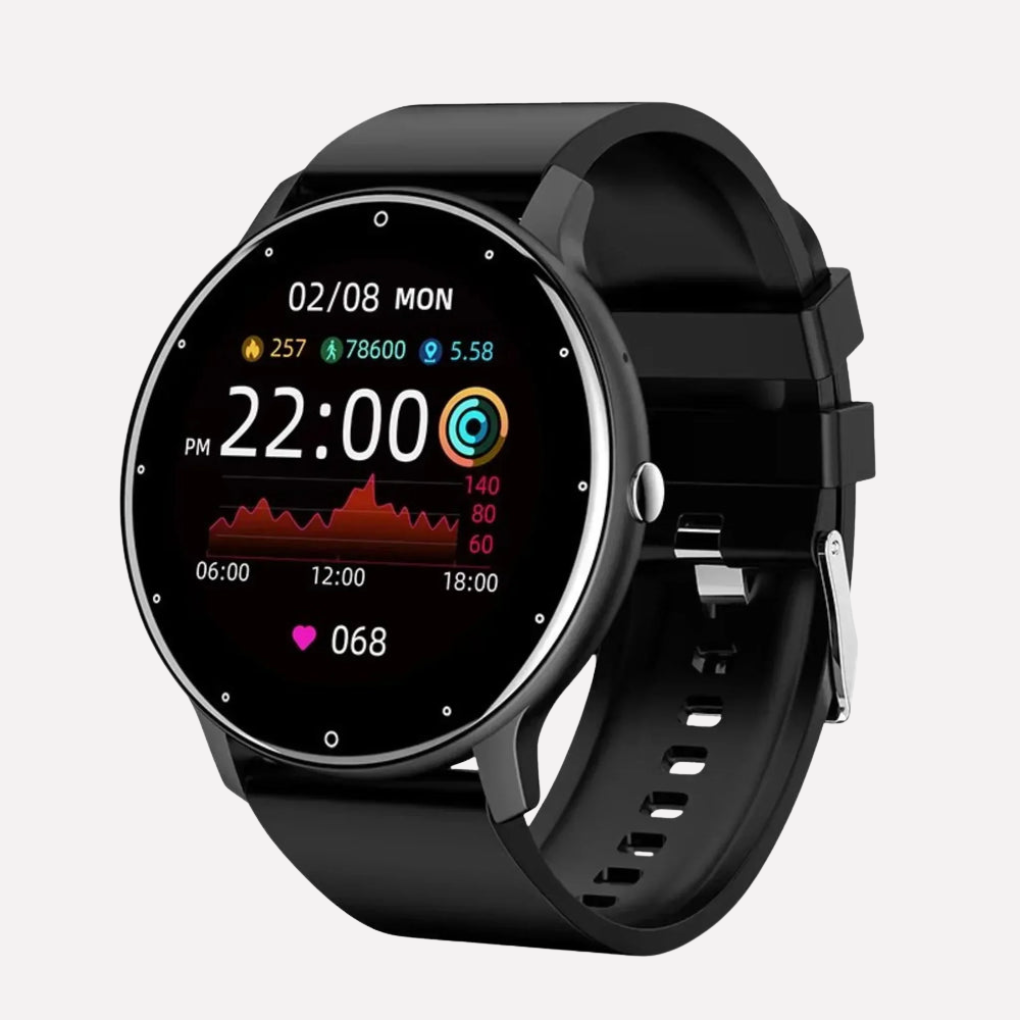 Unisex smartklokke og fitness tracker med pulsmåler, oksygenmåler og varsler, perfekt for aktiv hverdag.