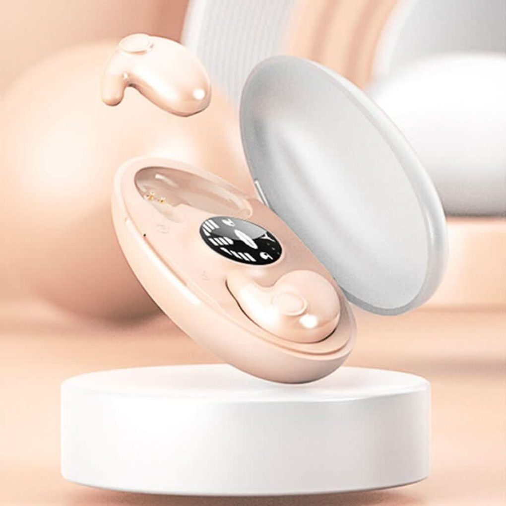 Komfortable usynlige ørepropper, perfekt for søvn og diskret lytting. Trådløse in-ear Bluetooth hodetelefoner.