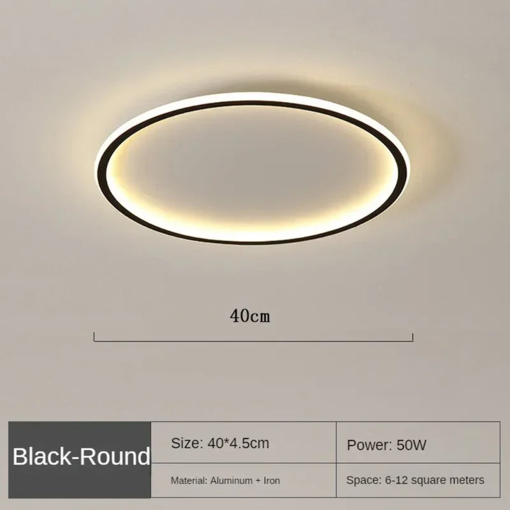 Rund LED taklampe for jevn og energieffektiv belysning i stue eller gang.